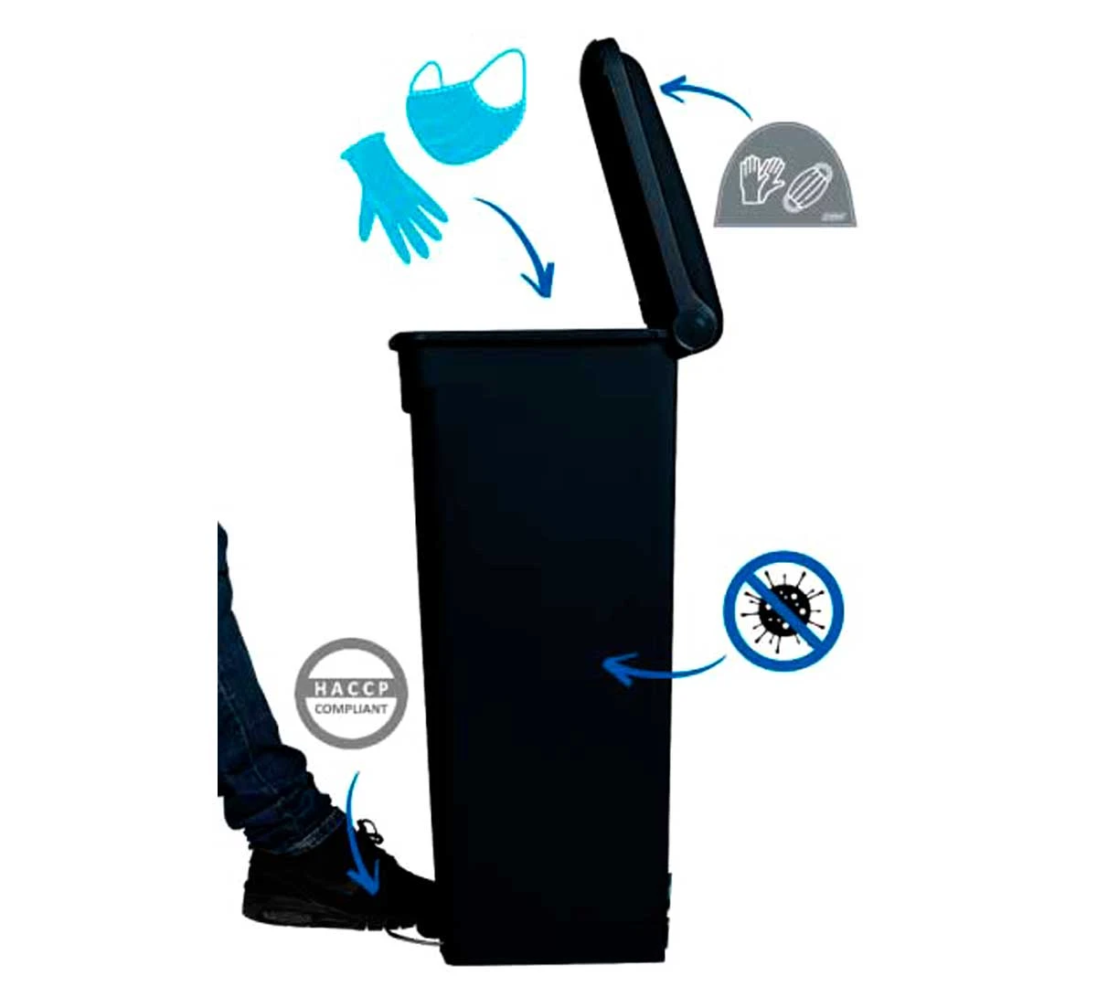 Probbax Cubo Basura Antrimicrobiano Con Tapa Y Pedal 1 Probbax Cubo Basura Antrimicrobiano Con Tapa Y Pedal